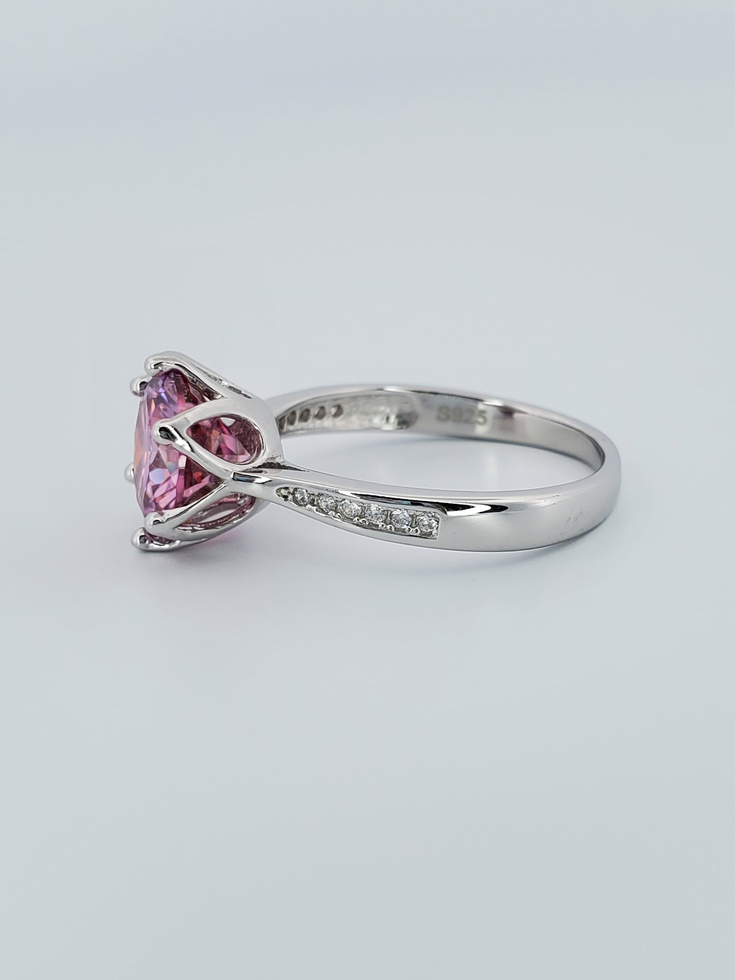 3ct Round Cut Pink Moissanite Ring 925 Sterling Silver