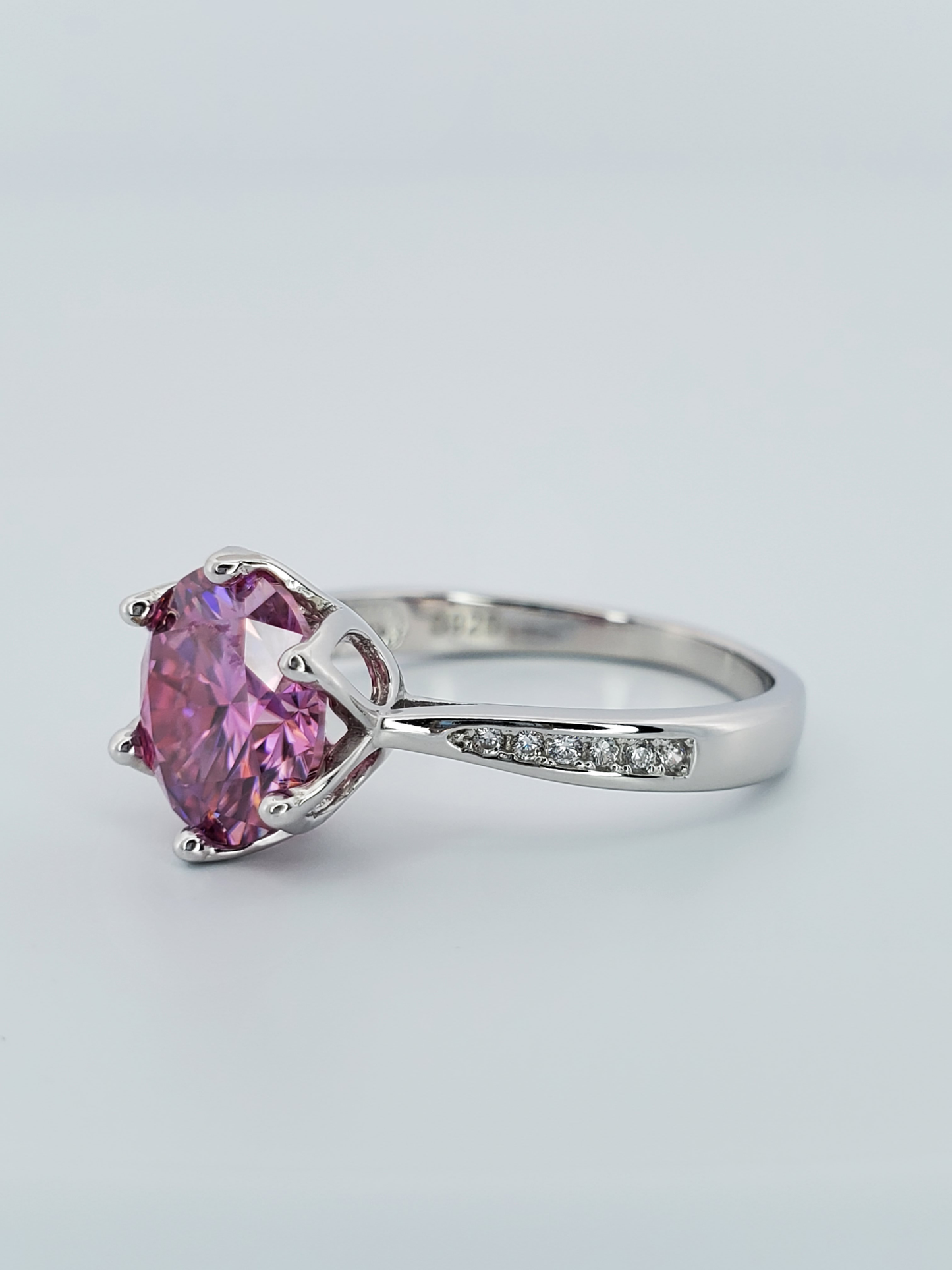 3ct Round Cut Pink Moissanite Ring 925 Sterling Silver