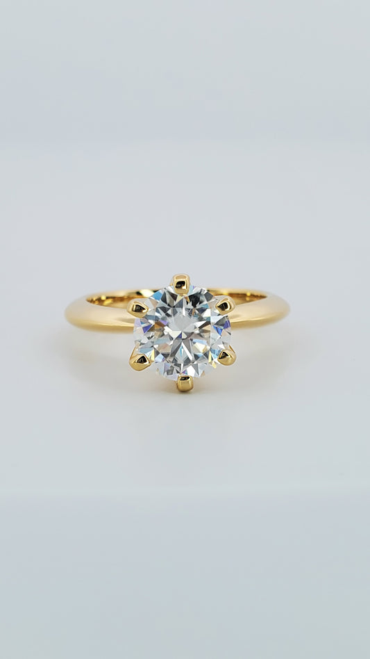 2ct Round Cut Moissanite Ring 925 Sterling Silver | 18kt Plated Gold