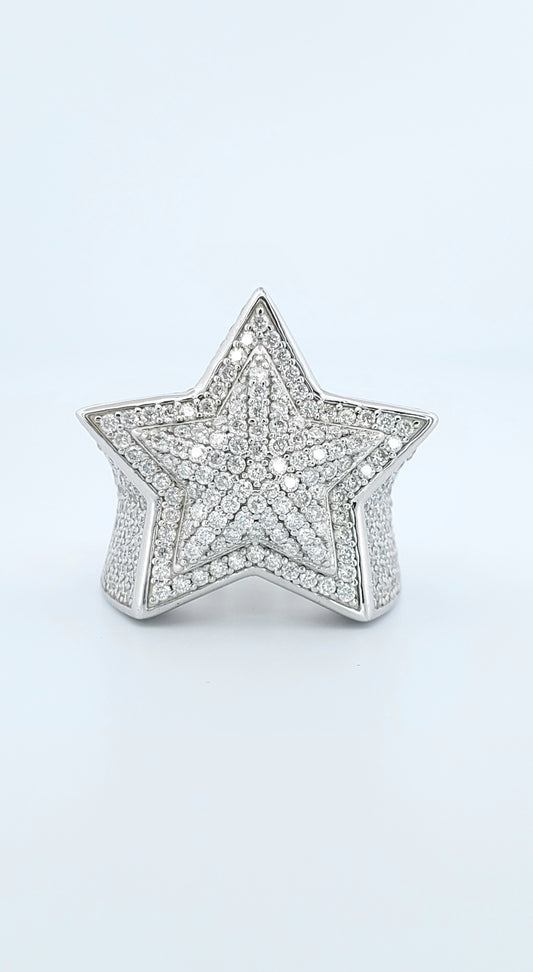 Moissanite Star Ring 925 Sterling Silver For Men/ Women