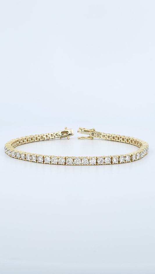 3mm Moissanite Tennis Bracelet 925 Sterling Silver in Gold Color