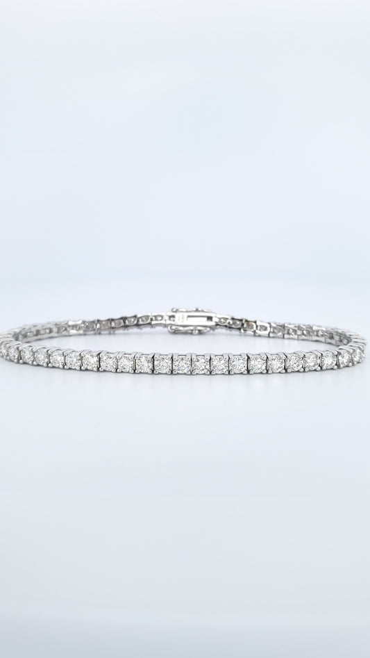 3mm Moissanite Tennis Bracelet 925 Sterling Silver In Silver color