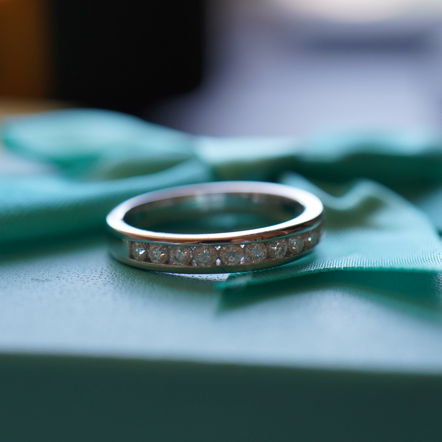 Wedding Band with Round Cut Moissanite