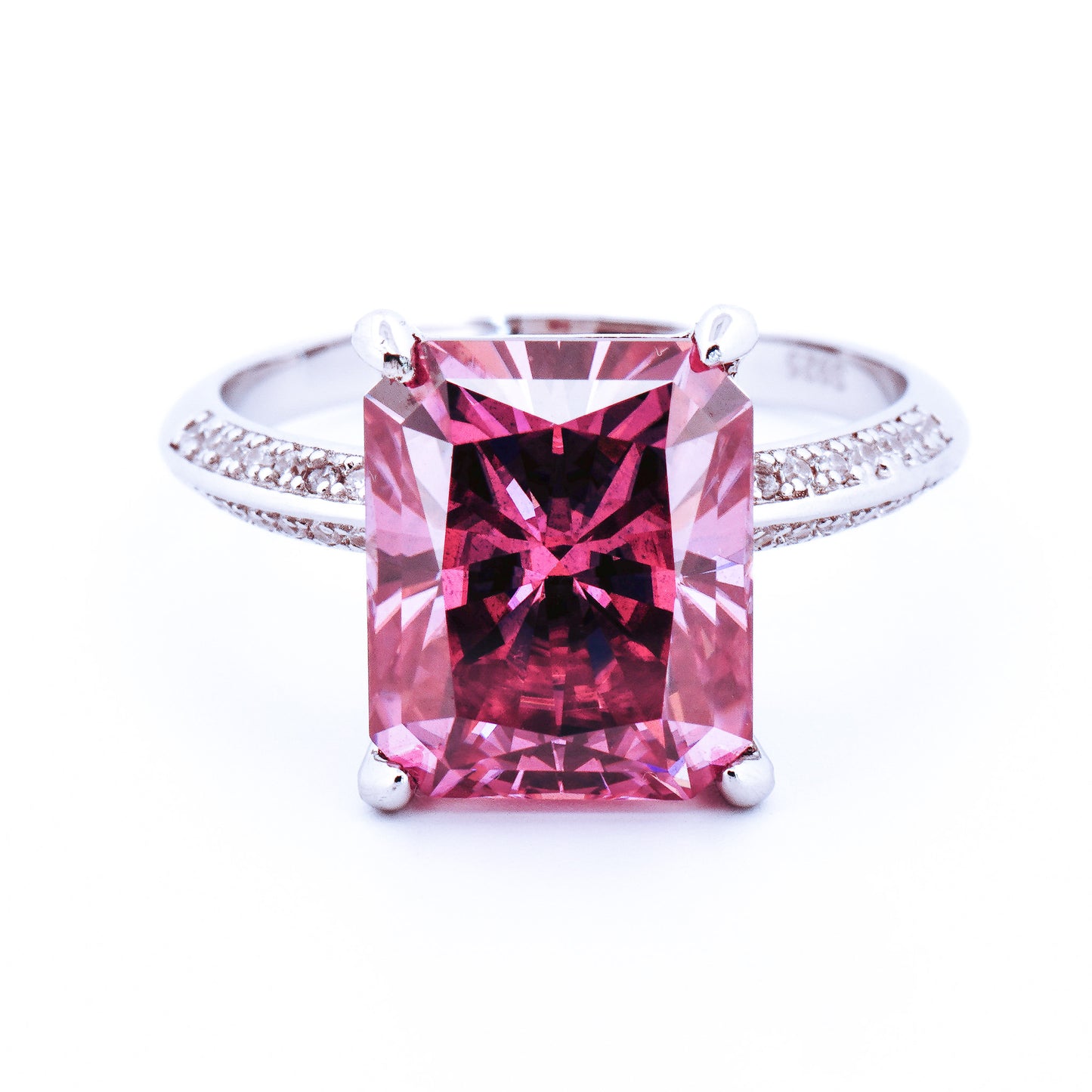 5ct Radiant Cut Pink Moissanite 925 Sterling Silver