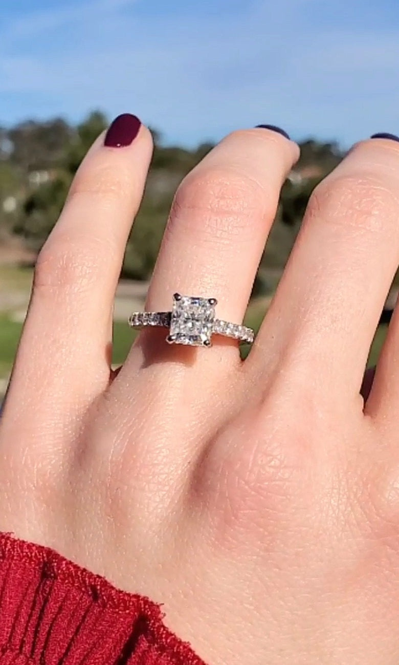 1.5ct Princess Cut Moissanite Engagement Ring