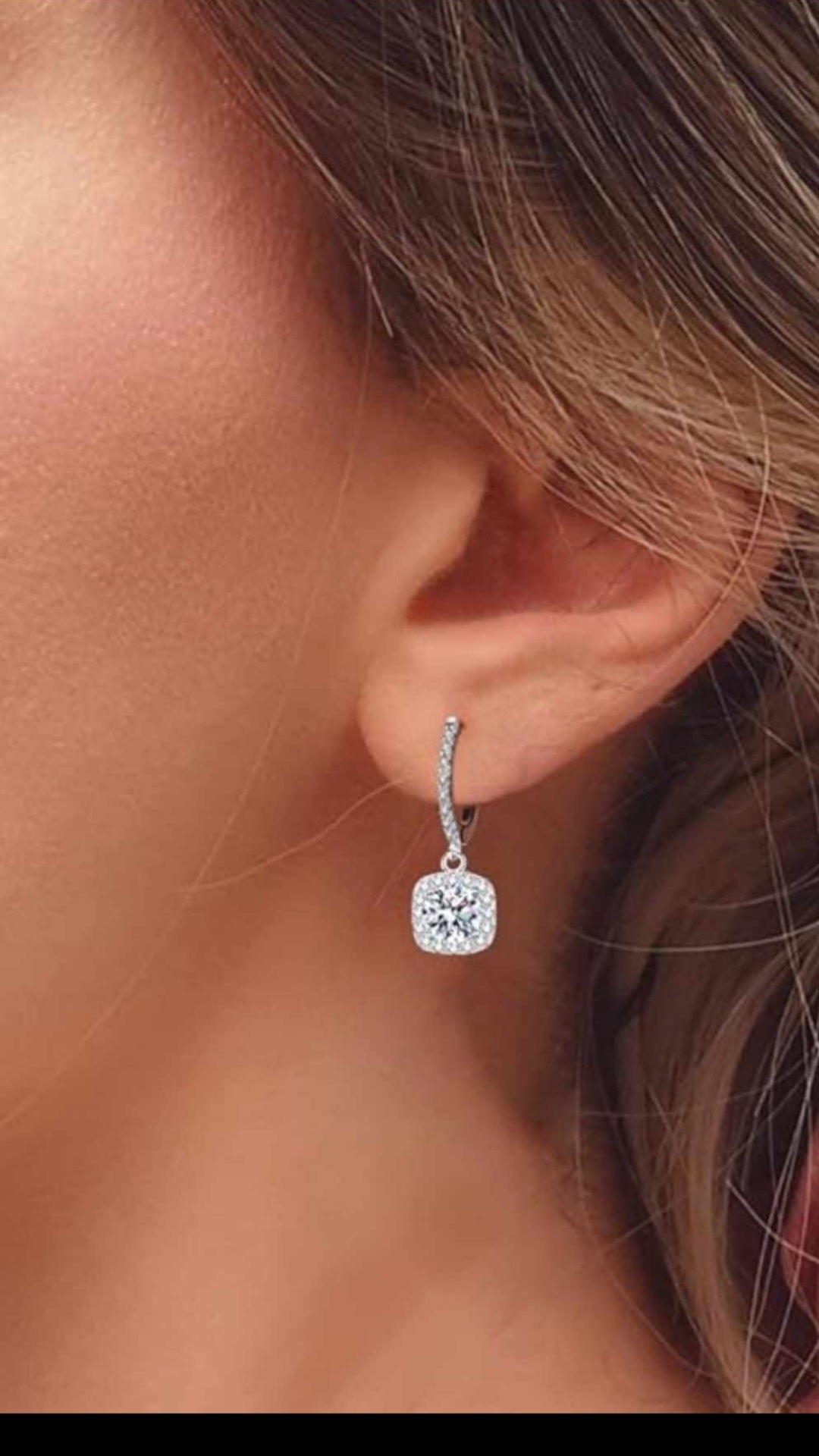 Round Cut Moissanite Drop Earrings 925 Sterling Silver