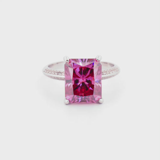 5ct Radiant Cut Pink Moissanite 925 Sterling Silver