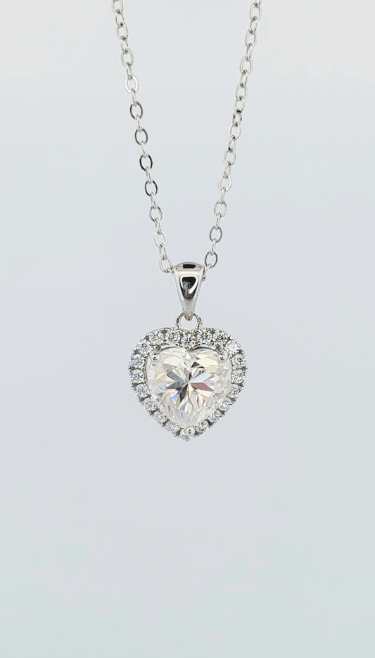 2ct Heart Cut Moissanite Pendant 925 Sterling Silver